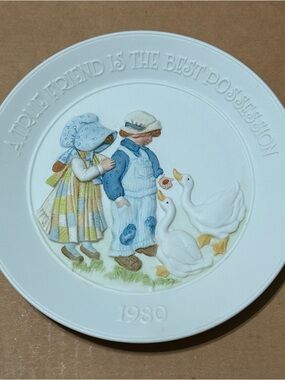 1980 Holly Hobbie  Collector Plate with Children and Geese